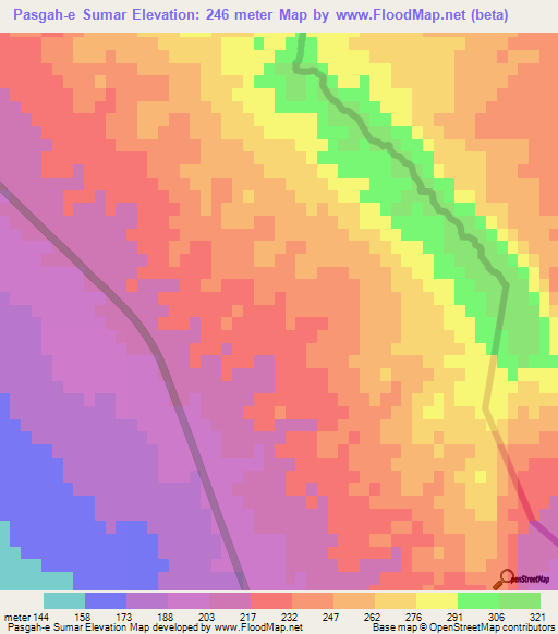 Pasgah-e Sumar,Iran Elevation Map