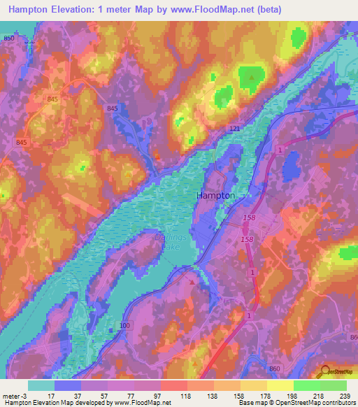 Hampton,Canada Elevation Map