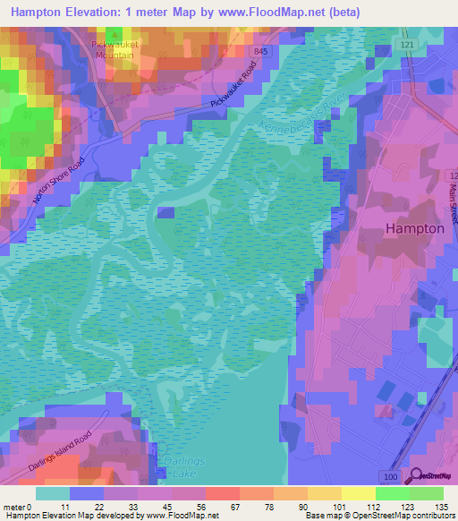 Hampton,Canada Elevation Map