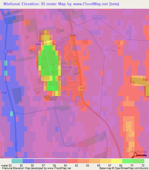 Mieliunai,Lithuania Elevation Map
