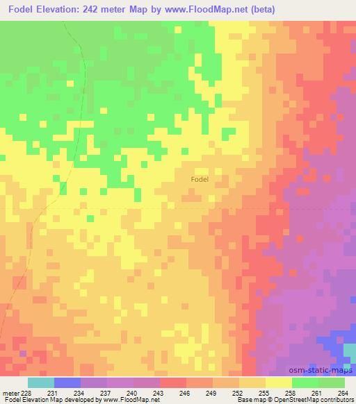 Fodel,Somalia Elevation Map