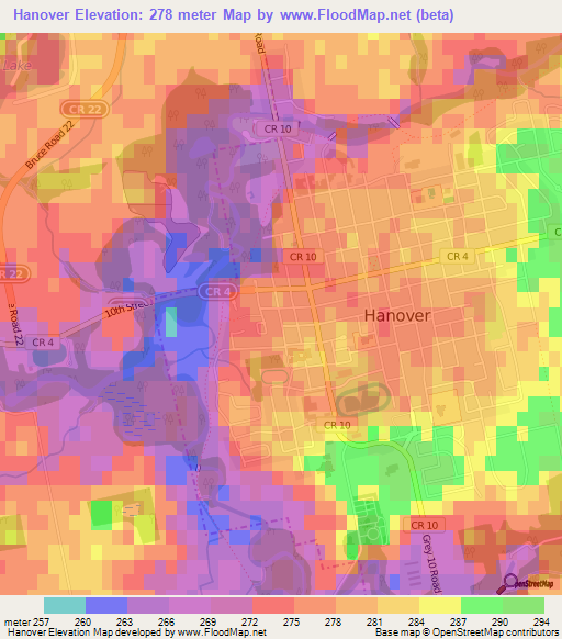 Hanover,Canada Elevation Map