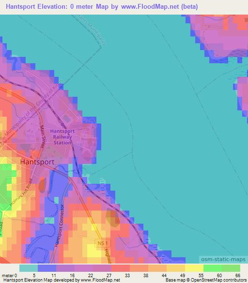Hantsport,Canada Elevation Map