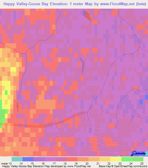 Happy Valley-Goose Bay,Canada Elevation Map