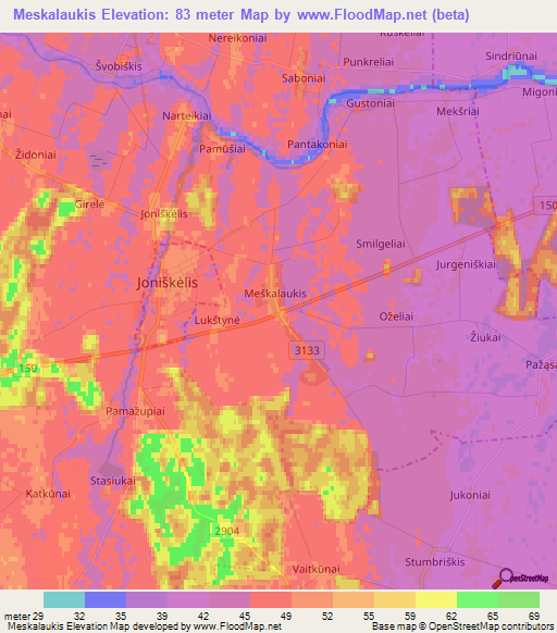 Meskalaukis,Lithuania Elevation Map