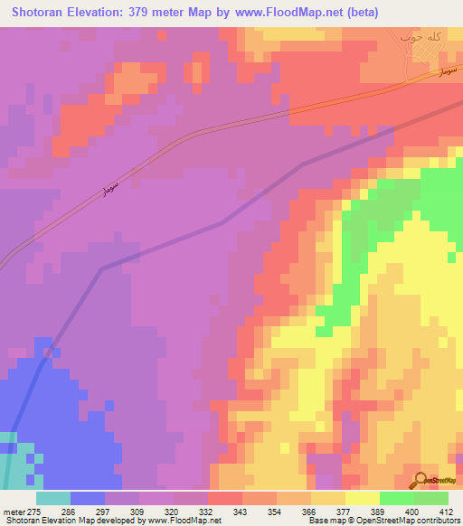 Shotoran,Iran Elevation Map