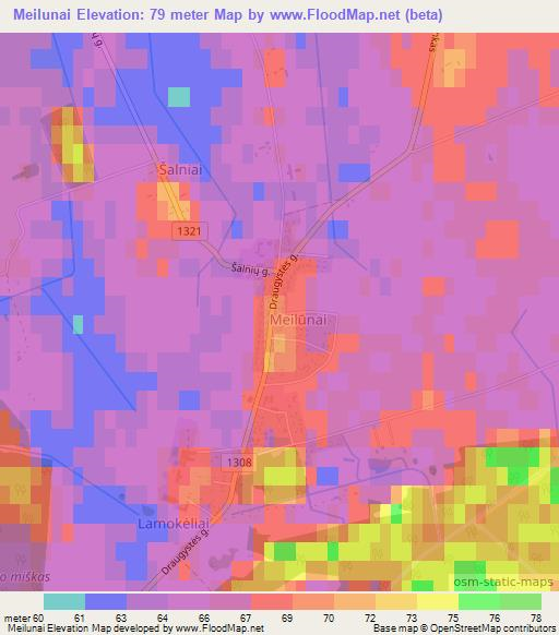 Meilunai,Lithuania Elevation Map