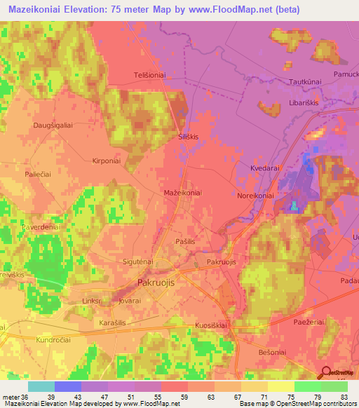 Mazeikoniai,Lithuania Elevation Map