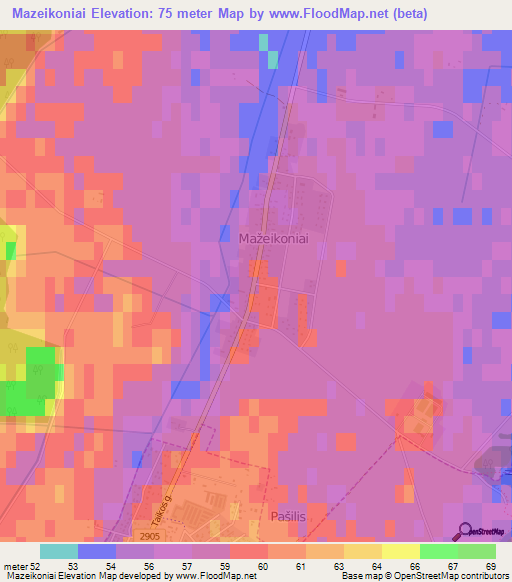 Mazeikoniai,Lithuania Elevation Map