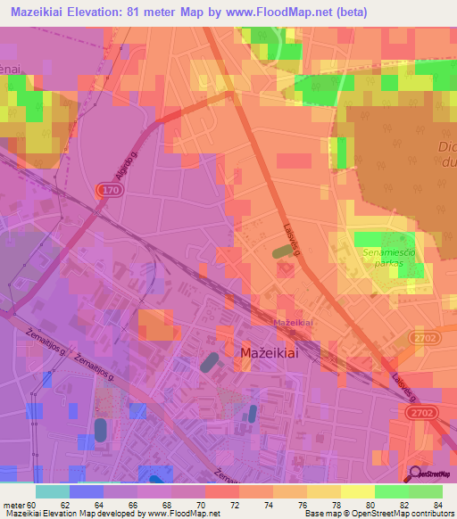 Mazeikiai,Lithuania Elevation Map