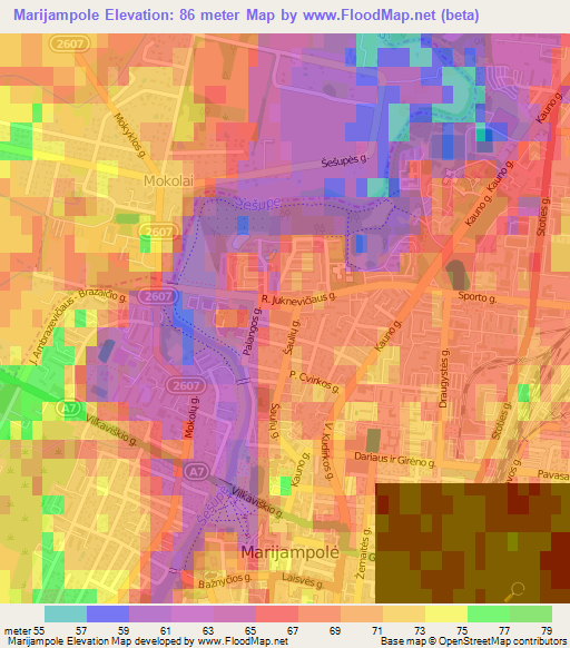 Marijampole,Lithuania Elevation Map