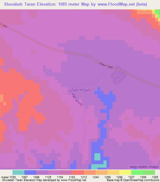 Shurabeh Taran,Iran Elevation Map
