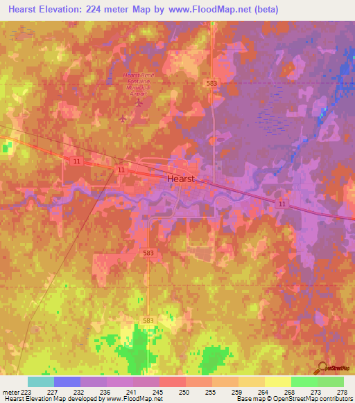 Hearst,Canada Elevation Map