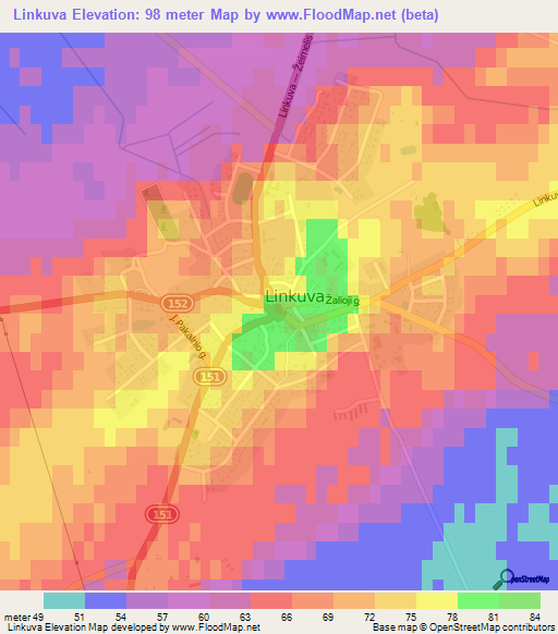 Linkuva,Lithuania Elevation Map