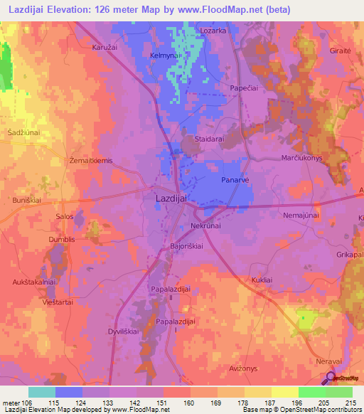 Lazdijai,Lithuania Elevation Map