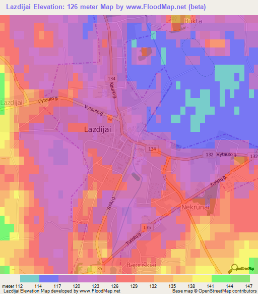 Lazdijai,Lithuania Elevation Map