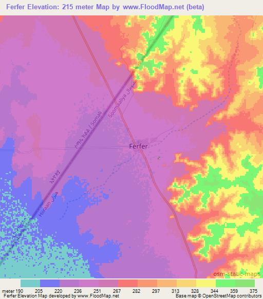 Ferfer,Ethiopia Elevation Map