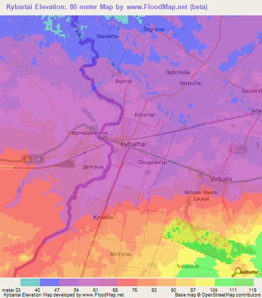 Kybartai,Lithuania Elevation Map