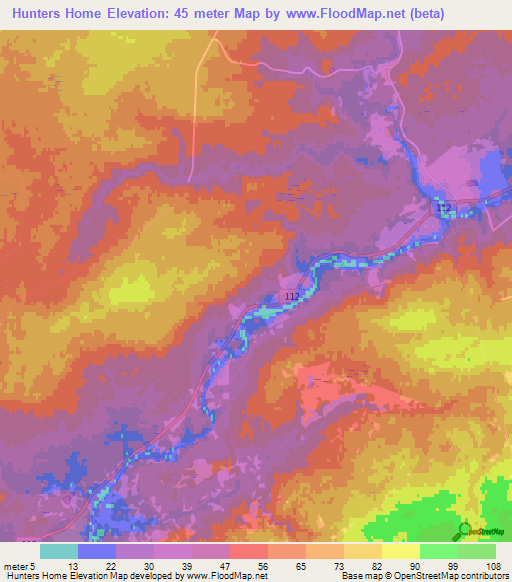 Hunters Home,Canada Elevation Map