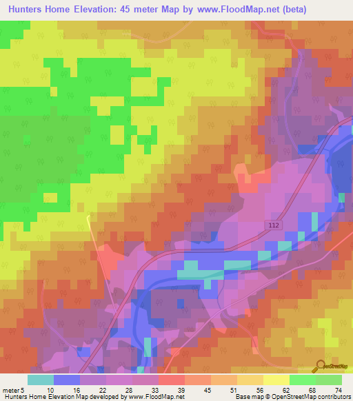 Hunters Home,Canada Elevation Map