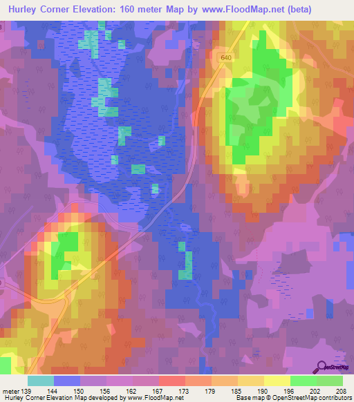 Hurley Corner,Canada Elevation Map