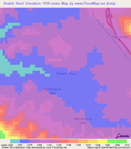 Shaleh Shuri,Iran Elevation Map