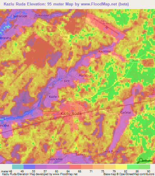 Kazlu Ruda,Lithuania Elevation Map