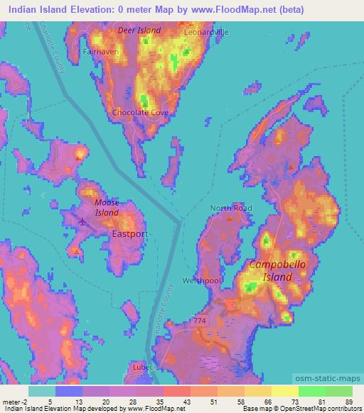 Indian Island,Canada Elevation Map
