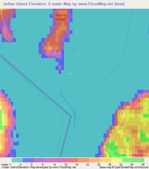 Indian Island,Canada Elevation Map