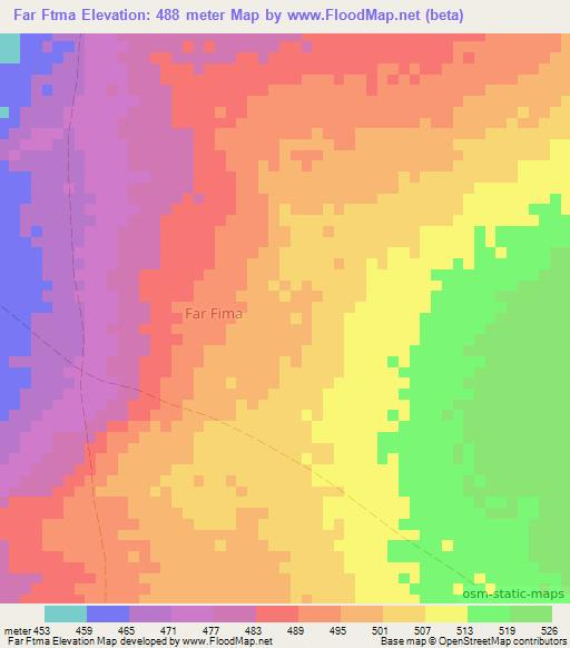 Far Ftma,Somalia Elevation Map