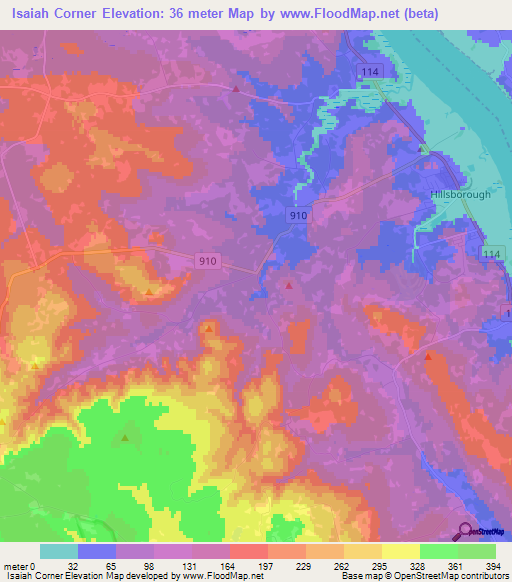 Isaiah Corner,Canada Elevation Map