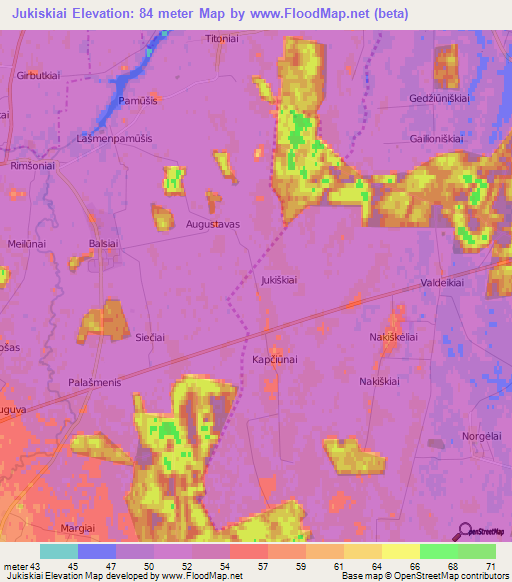 Jukiskiai,Lithuania Elevation Map