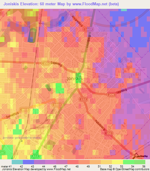 Joniskis,Lithuania Elevation Map