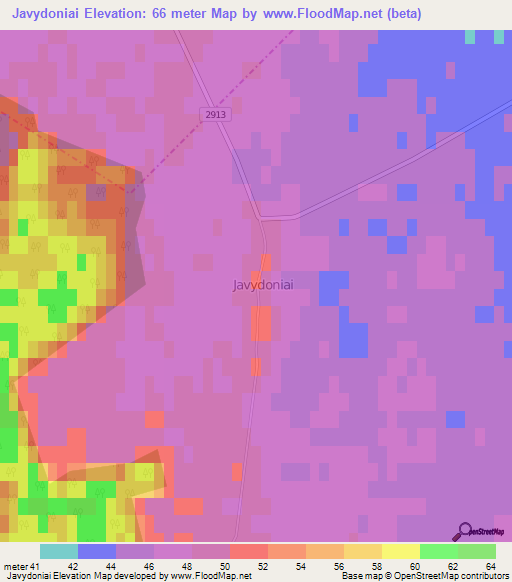 Javydoniai,Lithuania Elevation Map
