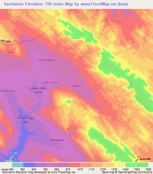 Sarchamlu,Iran Elevation Map
