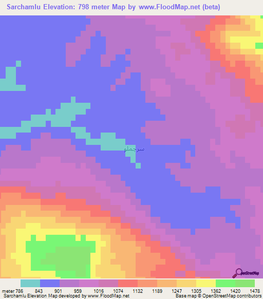Sarchamlu,Iran Elevation Map