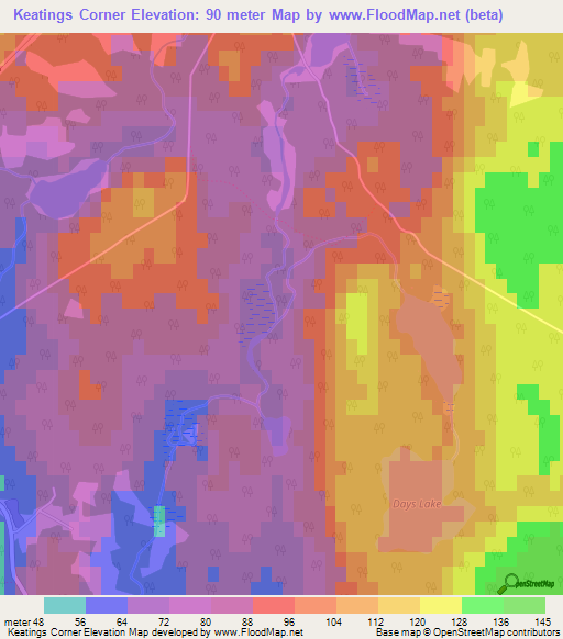 Keatings Corner,Canada Elevation Map