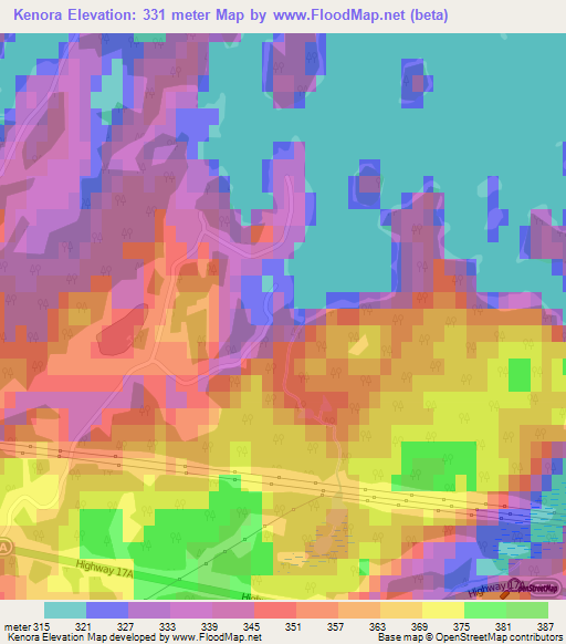 Kenora,Canada Elevation Map