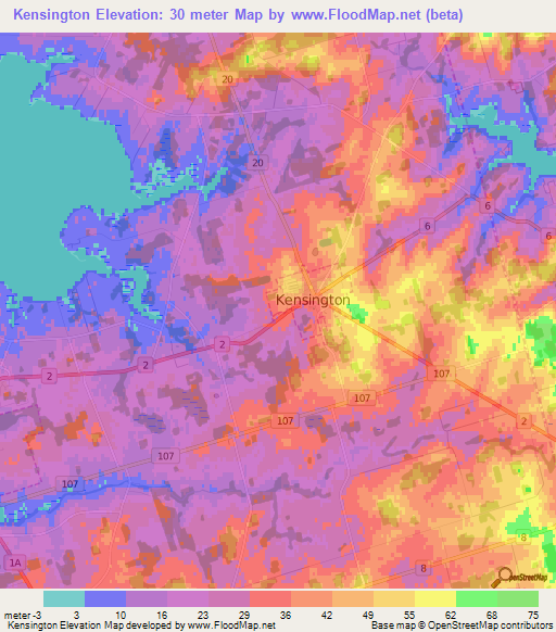 Kensington,Canada Elevation Map