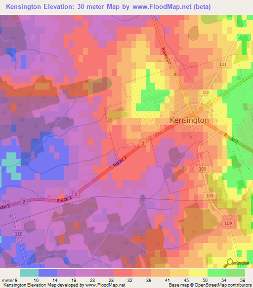 Kensington,Canada Elevation Map