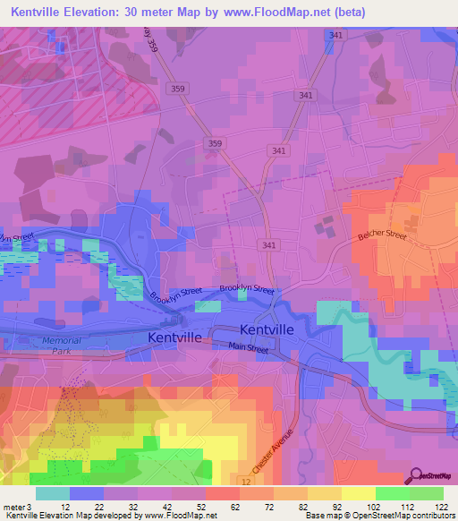 Kentville,Canada Elevation Map
