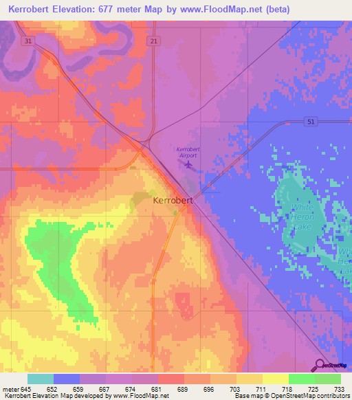 Kerrobert,Canada Elevation Map