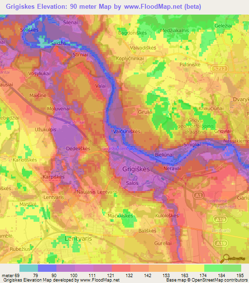 Grigiskes,Lithuania Elevation Map