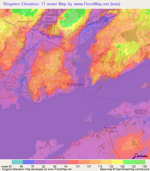 Kingston,Canada Elevation Map