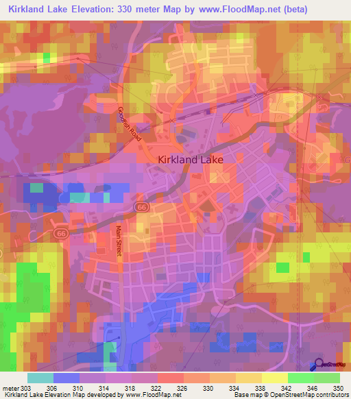 Kirkland Lake,Canada Elevation Map