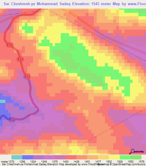 Sar Cheshmeh-ye Mohammad Sadeq,Iran Elevation Map