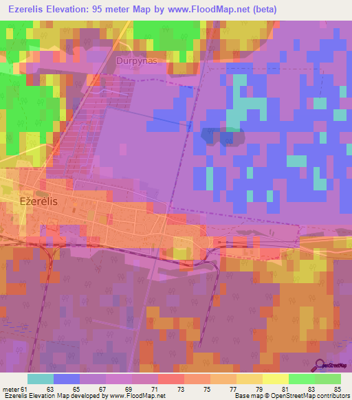 Ezerelis,Lithuania Elevation Map