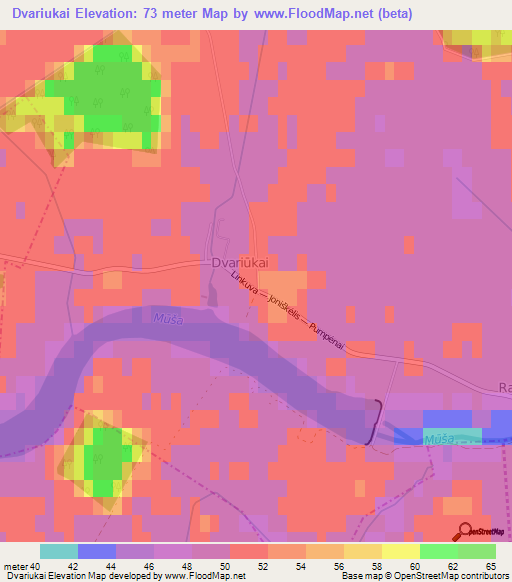Dvariukai,Lithuania Elevation Map