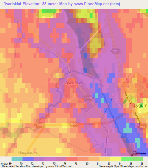 Dvariskiai,Lithuania Elevation Map