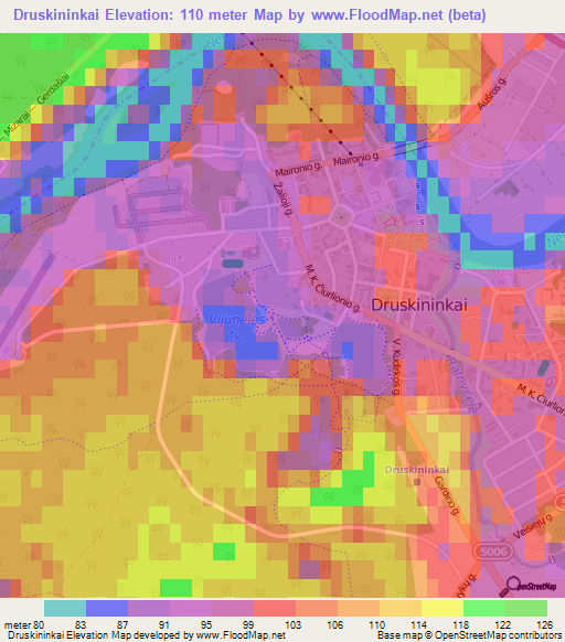 Druskininkai,Lithuania Elevation Map